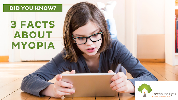 3 facts about myopia banner featuring child with glasses