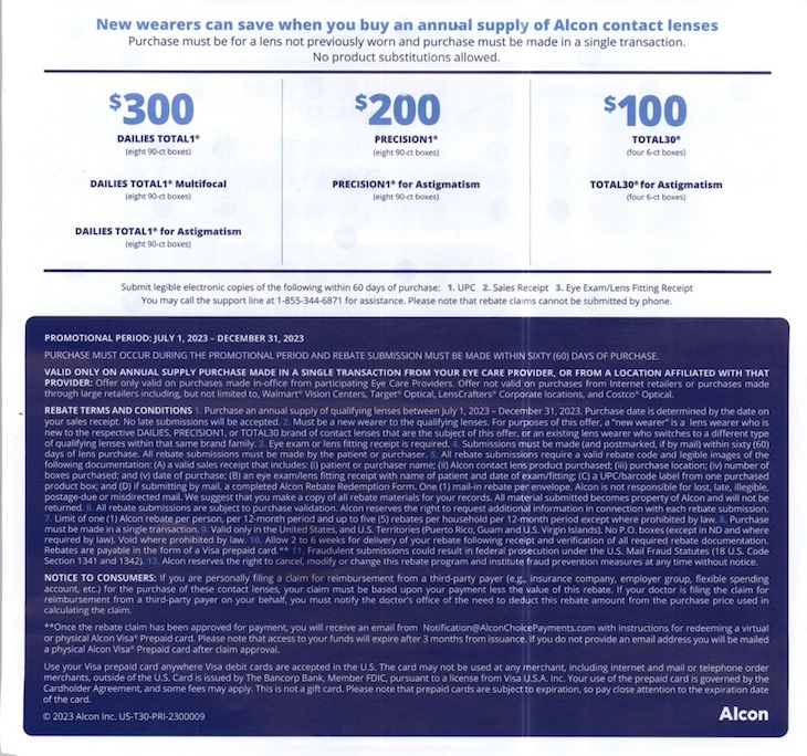New Wearer Rebate page 2 - Save up to $300 on contact lenses 